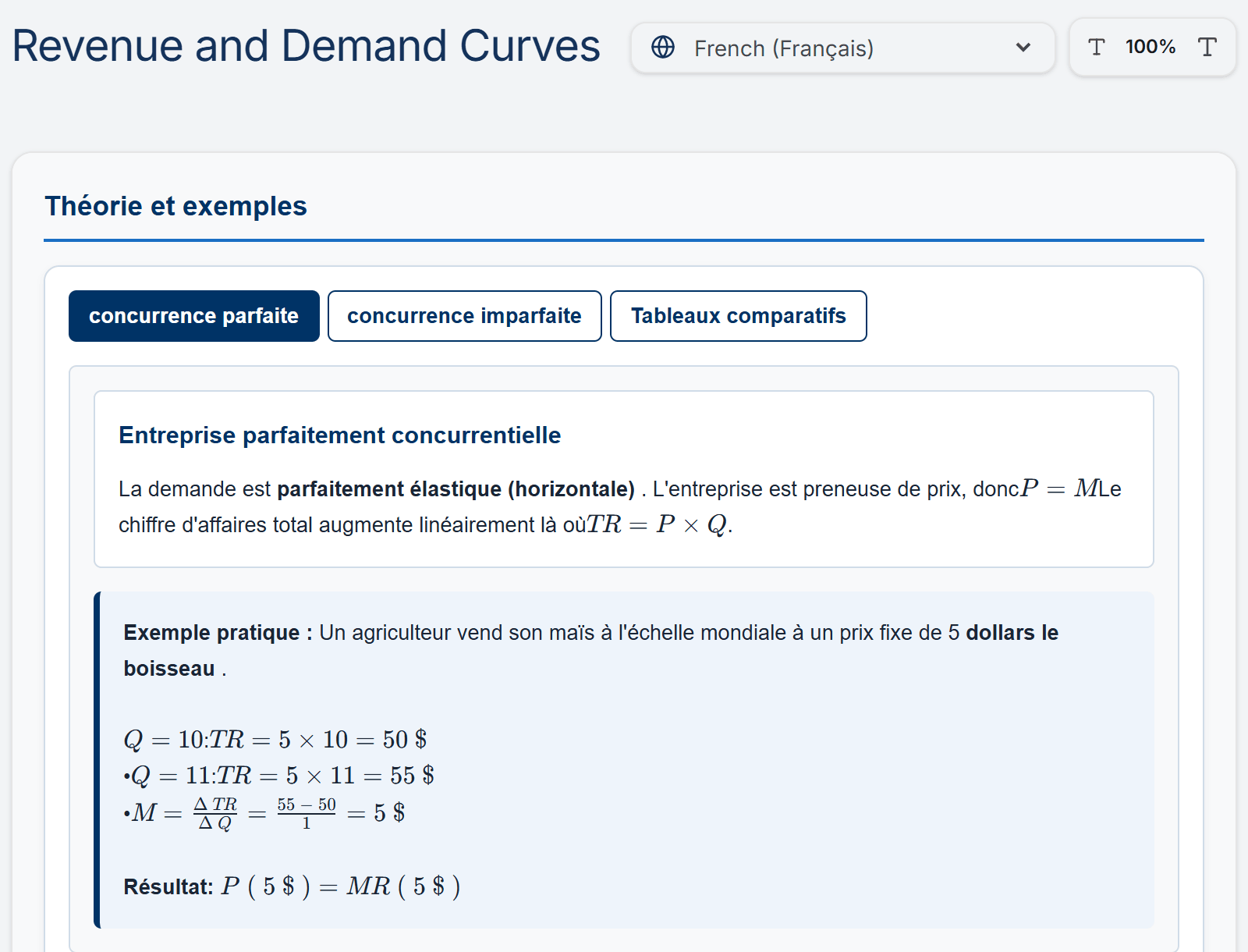 The same lesson translated into French